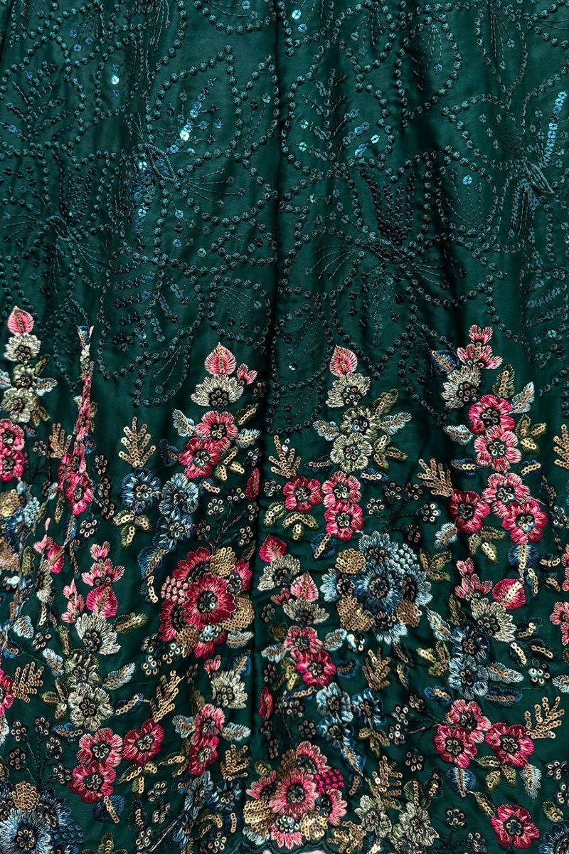 Enchanting Green Chinnon Wedding Lehenga Choli SFANJ2917