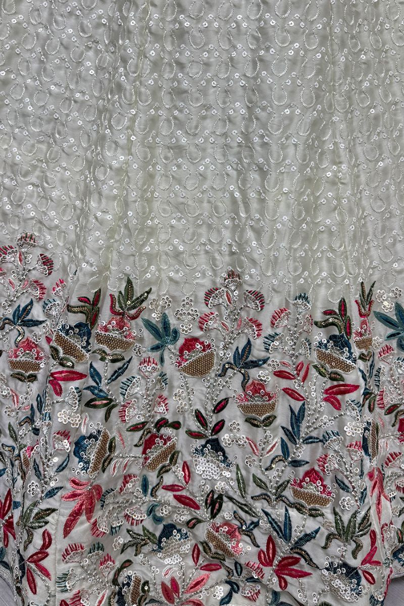 Enchanting White Chinnon Wedding Lehenga Set SFANJ2919