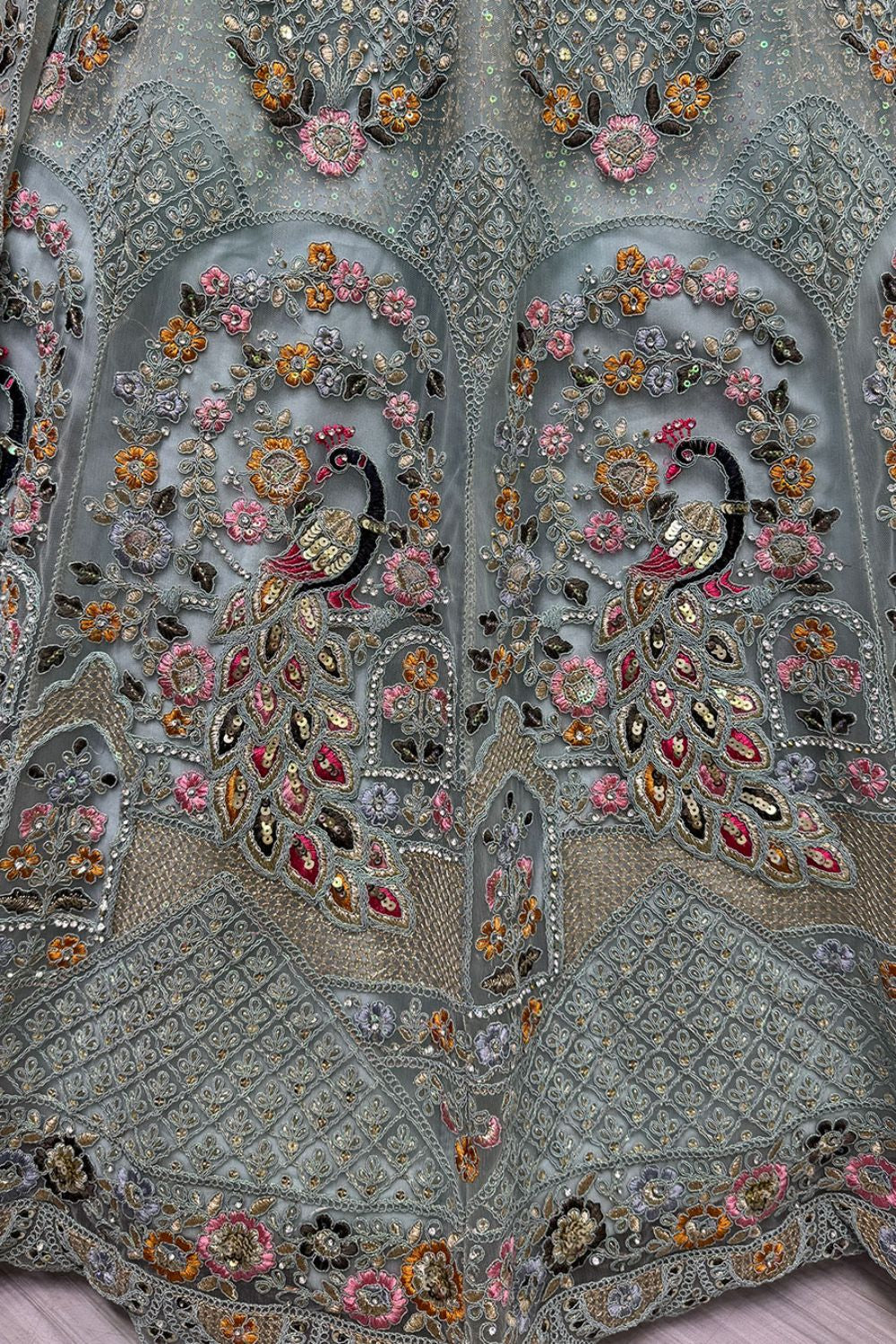 Green Net Designer Lehenga Set SFANJ2954