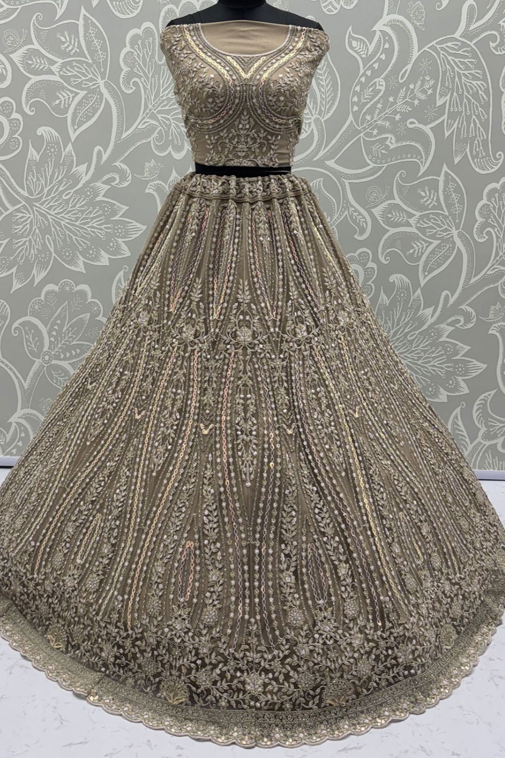 Golden Net Party Lehenga Choli SFANJ3127