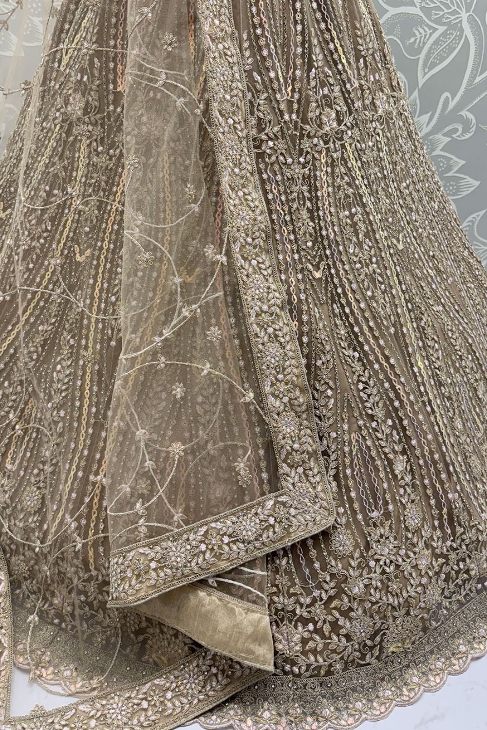 Golden Net Party Lehenga Choli SFANJ3127