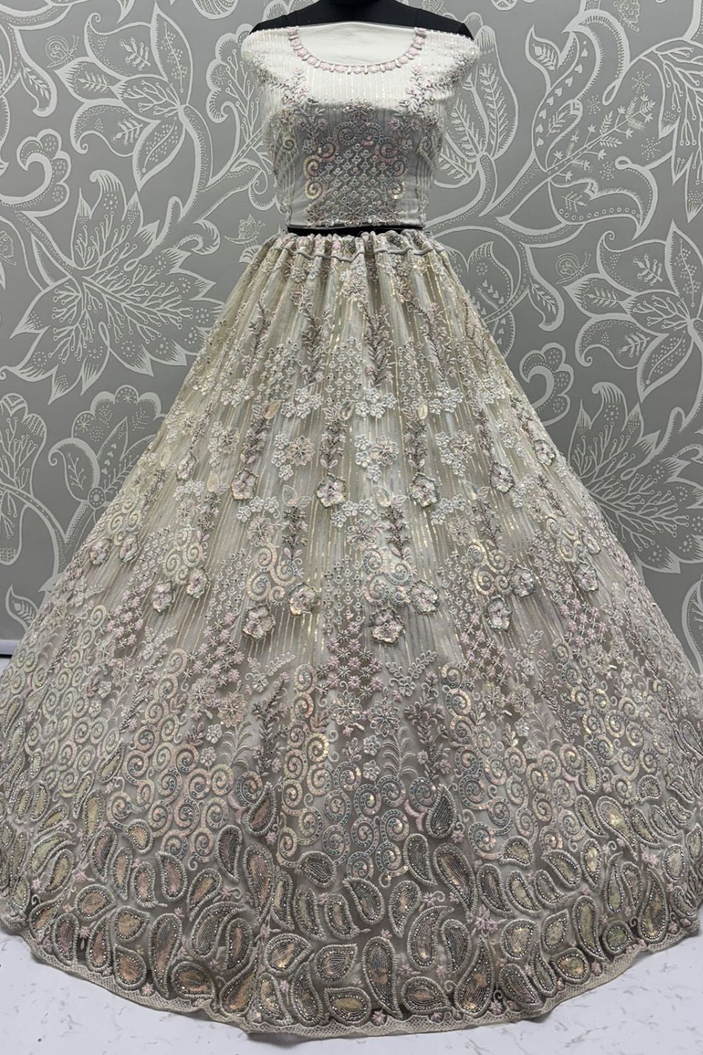 White Net Party Lehenga Choli SFANJ3129