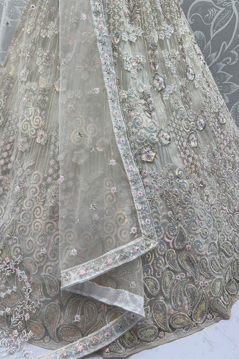 White Net Party Lehenga Choli SFANJ3129