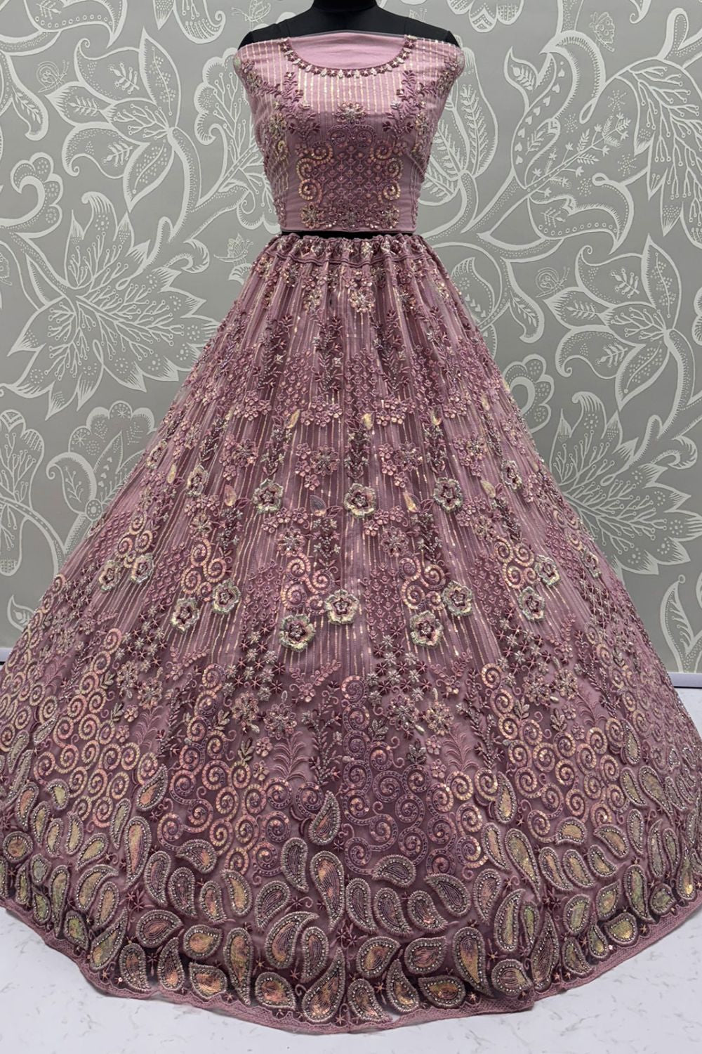 Pink Net Lehenga Choli - SFANJ3130