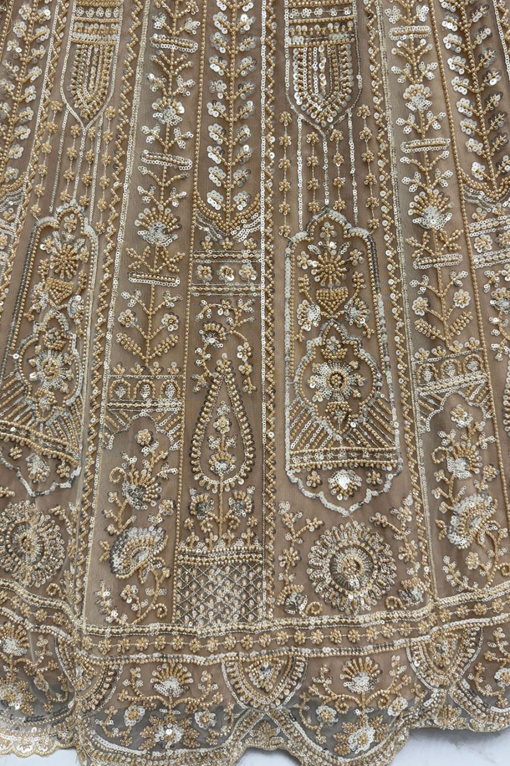 Beige Net Lehenga Choli - SFANJ3134