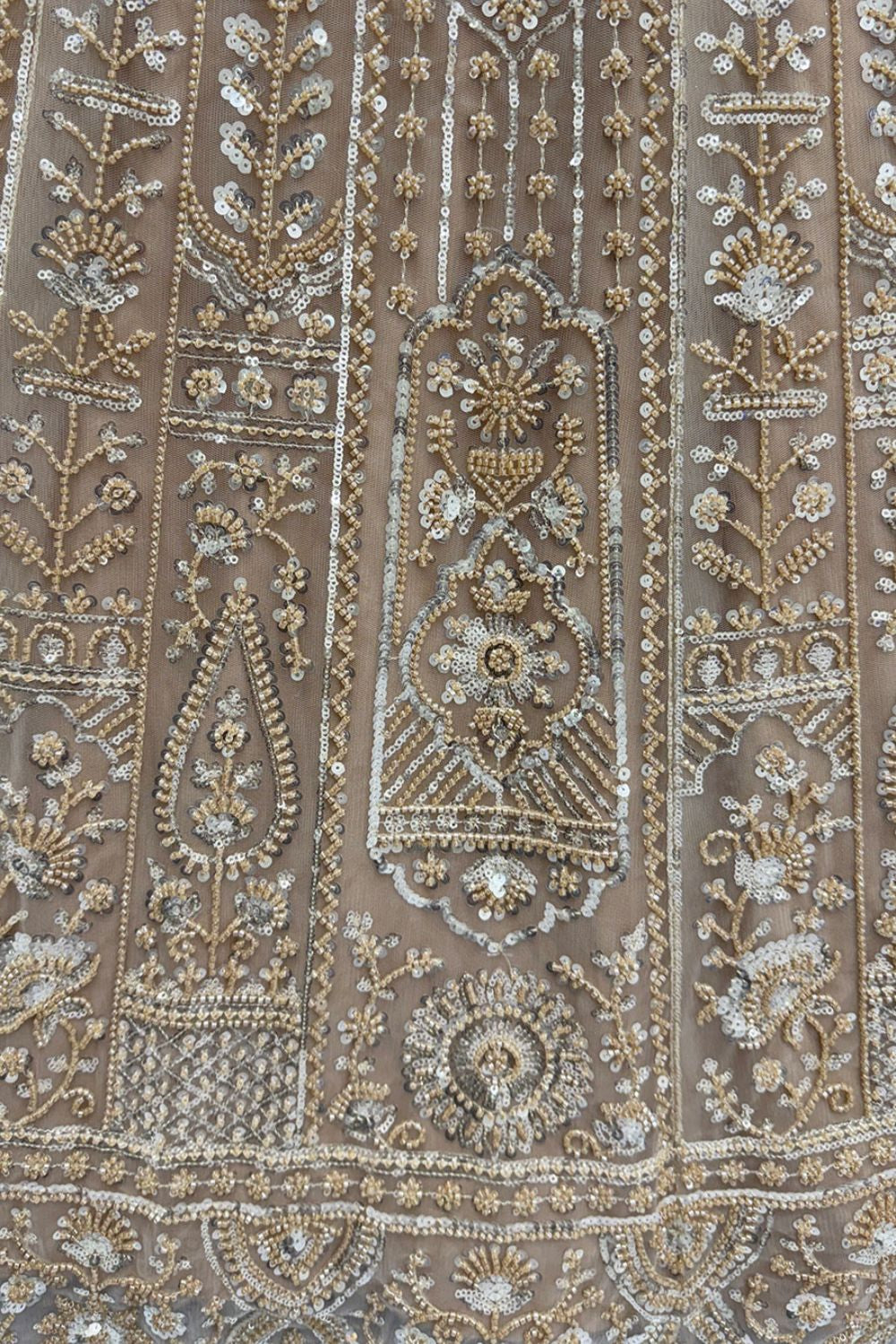 Beige Net Lehenga Choli - SFANJ3134