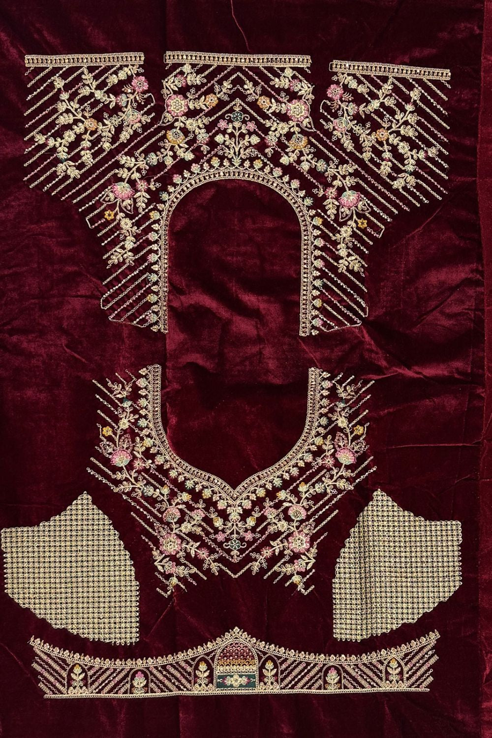 Maroon Heavy Bridal Velvet Lehenga Choli - SFANJ3139