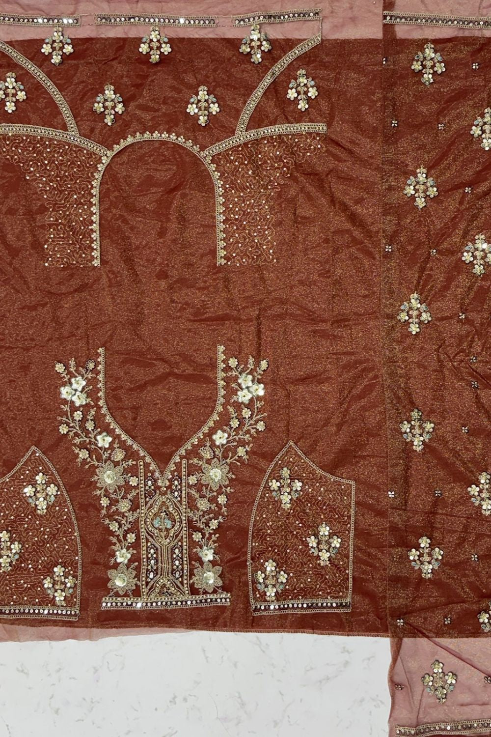 Brown Bridal Engagement Organza Lehenga Choli SFANJ3205