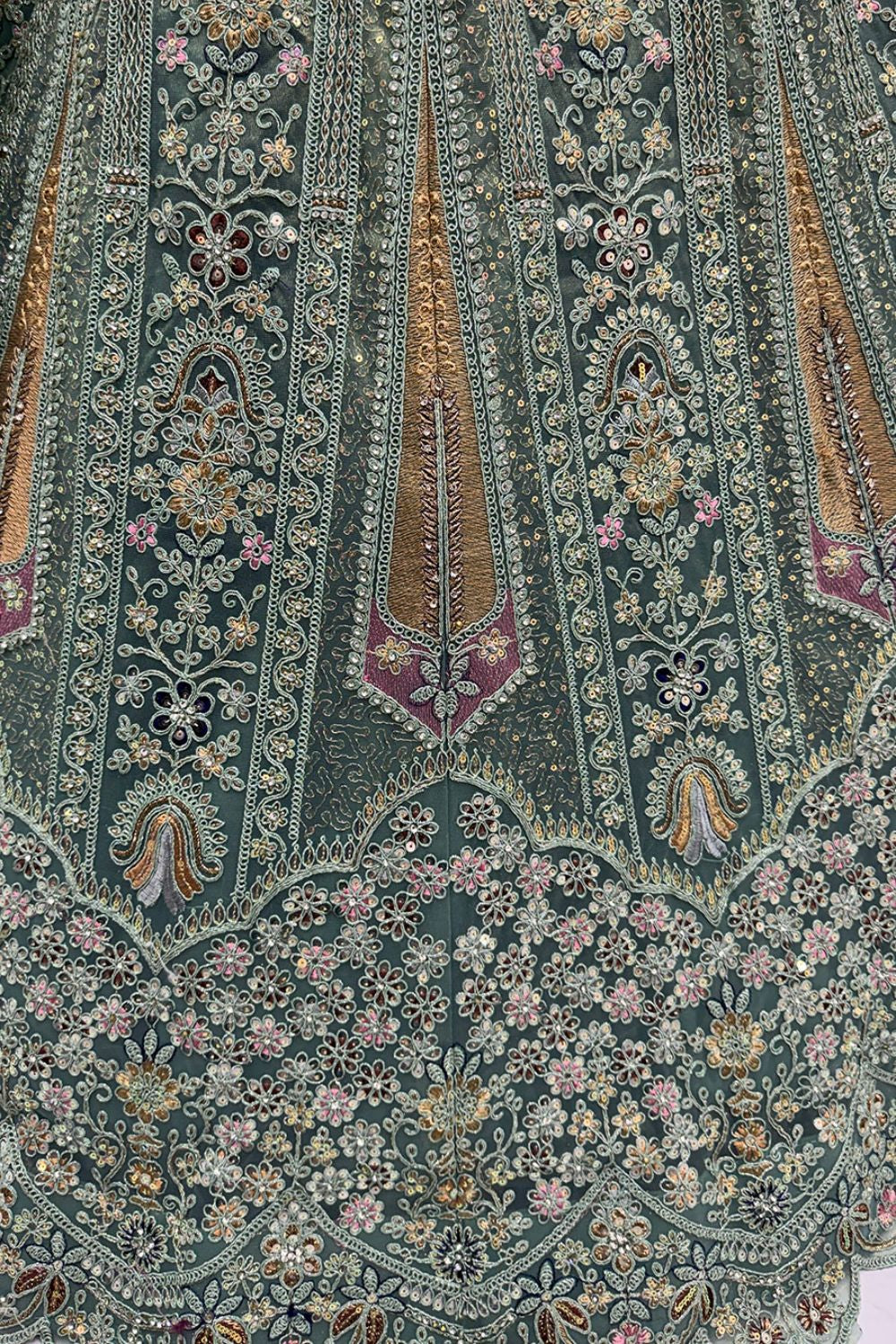 Green Net Lehenga Choli - SFANJ3214