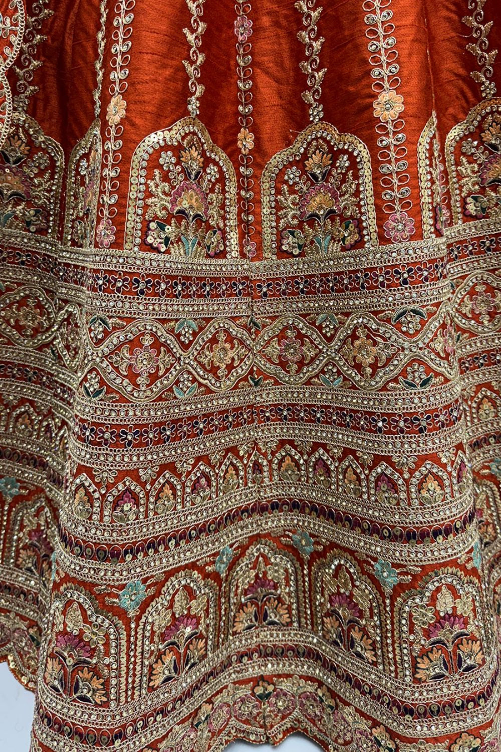 Orange Silk Lehenga Choli - SFANJ3224