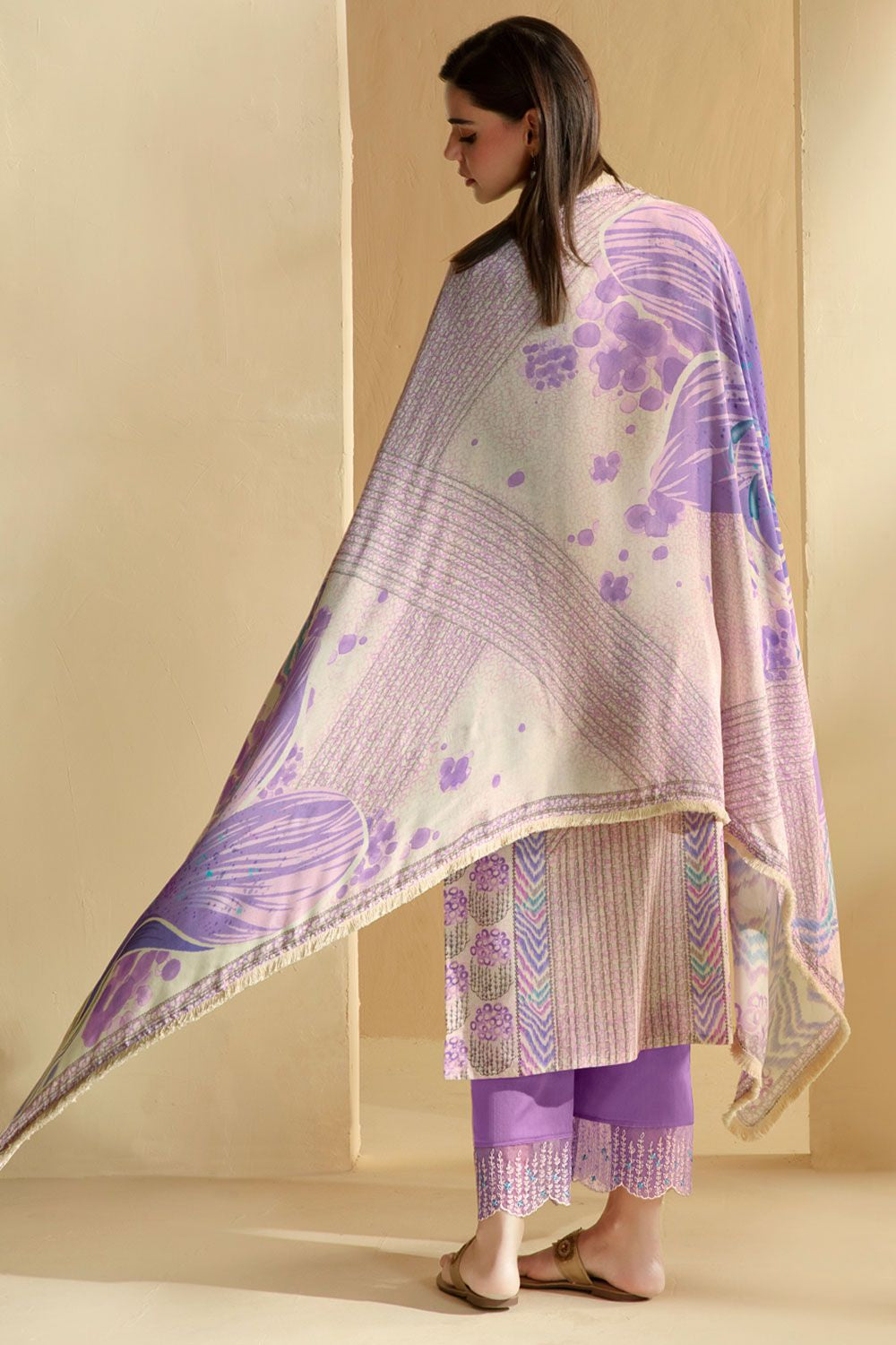 Purple Plus Size Pure Cotton Lawn Salwar Kameez SFYS153904