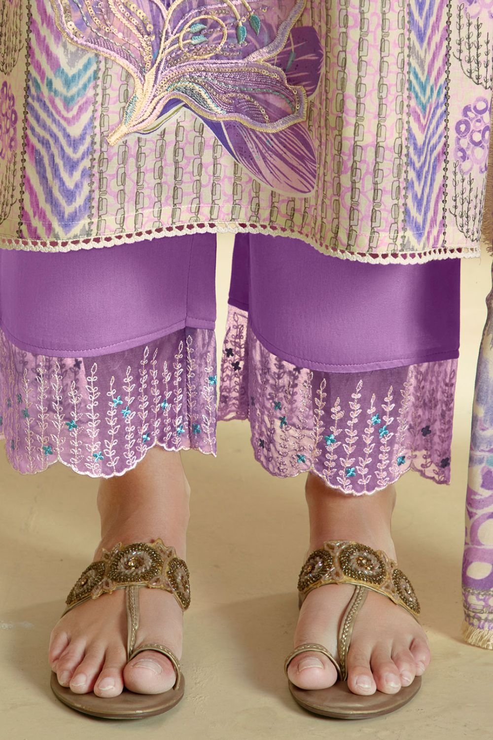 Purple Plus Size Pure Cotton Lawn Salwar Kameez SFYS153904