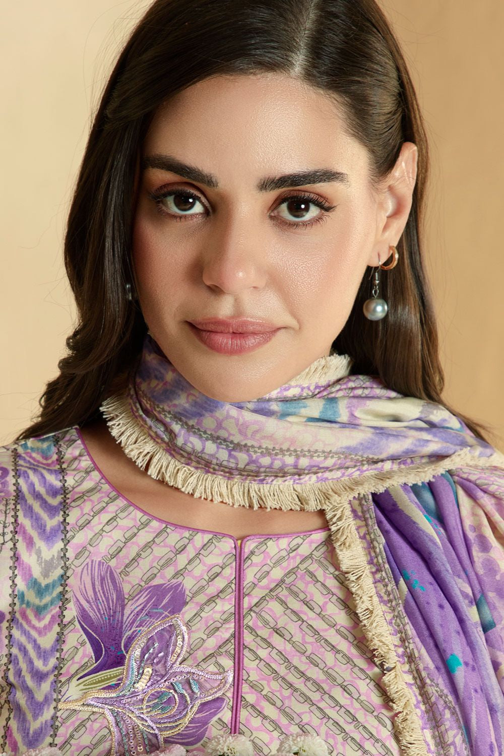 Purple Plus Size Pure Cotton Lawn Salwar Kameez SFYS153904