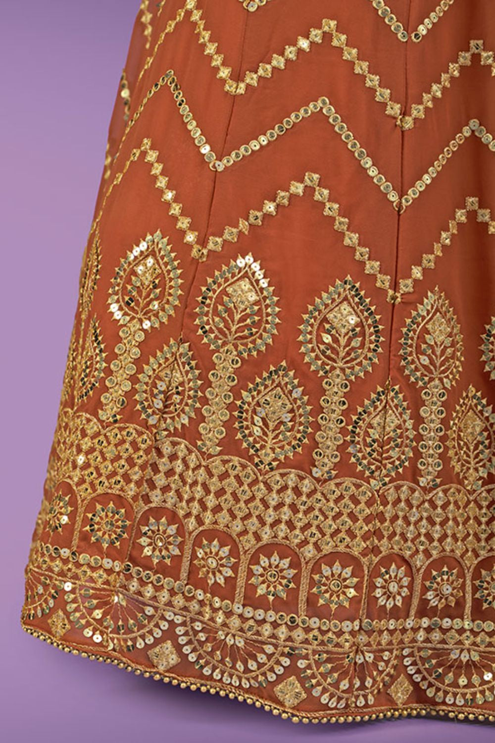 Orange Sangeet Ceremony Georgette Lehenga Choli SFARY16101