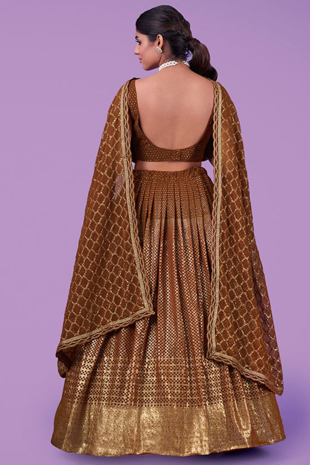 Brown Sangeet Ceremony Georgette Lehenga Choli SFARY16105