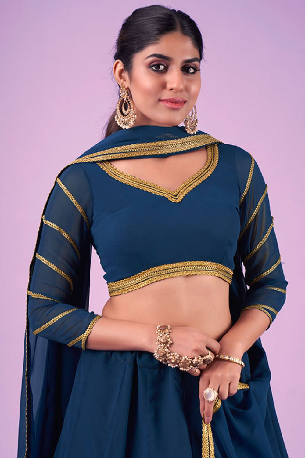 Blue Sangeet Ceremony Georgette Lehenga Choli SFARY16106