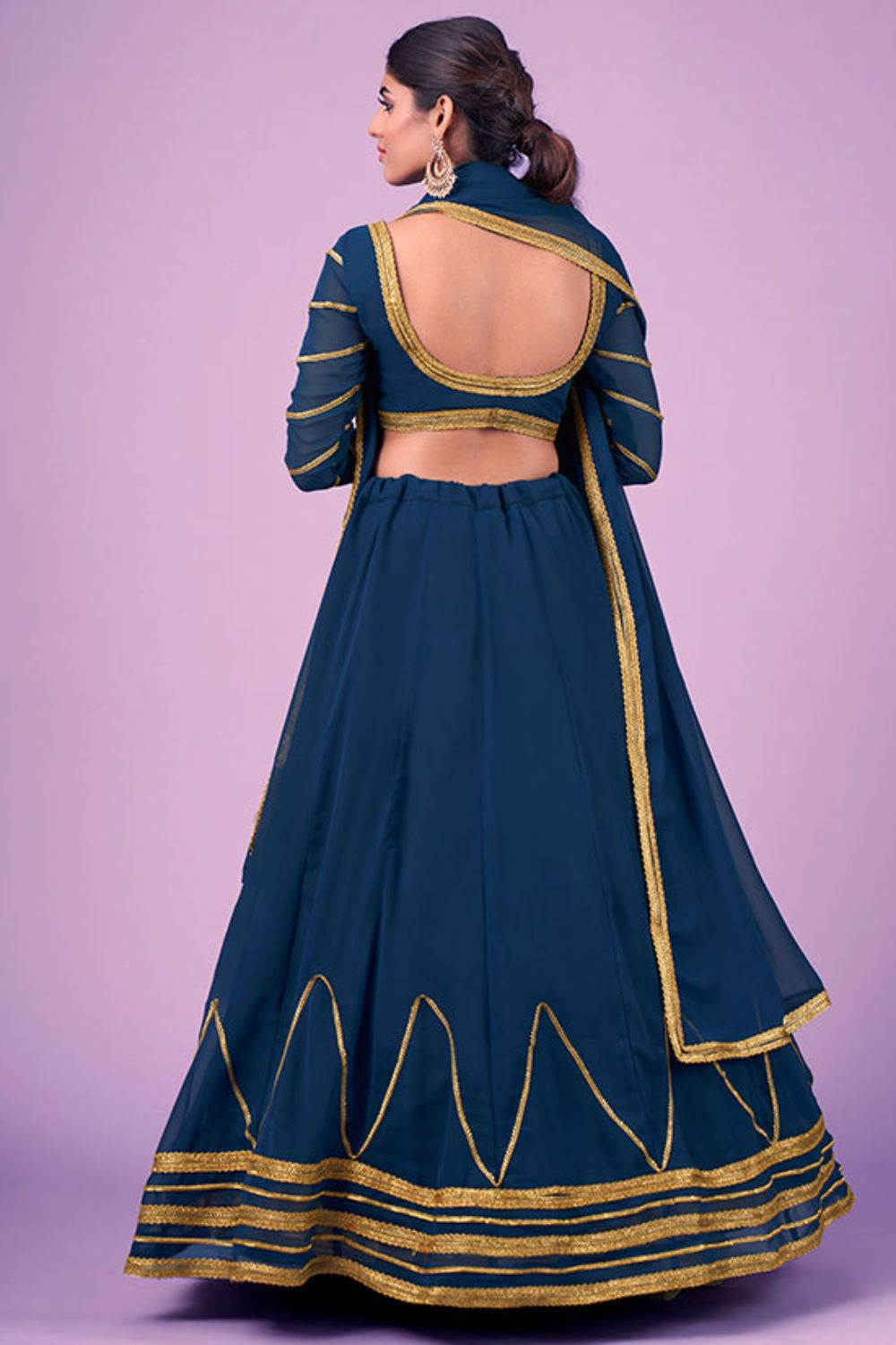 Blue Sangeet Ceremony Georgette Lehenga Choli SFARY16106