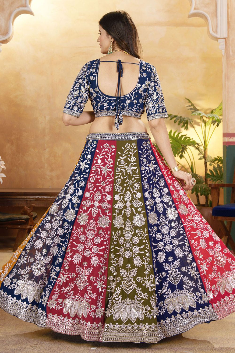 Blue Georgette Lehenga Choli With Zari And Resham Work SFRELS3805