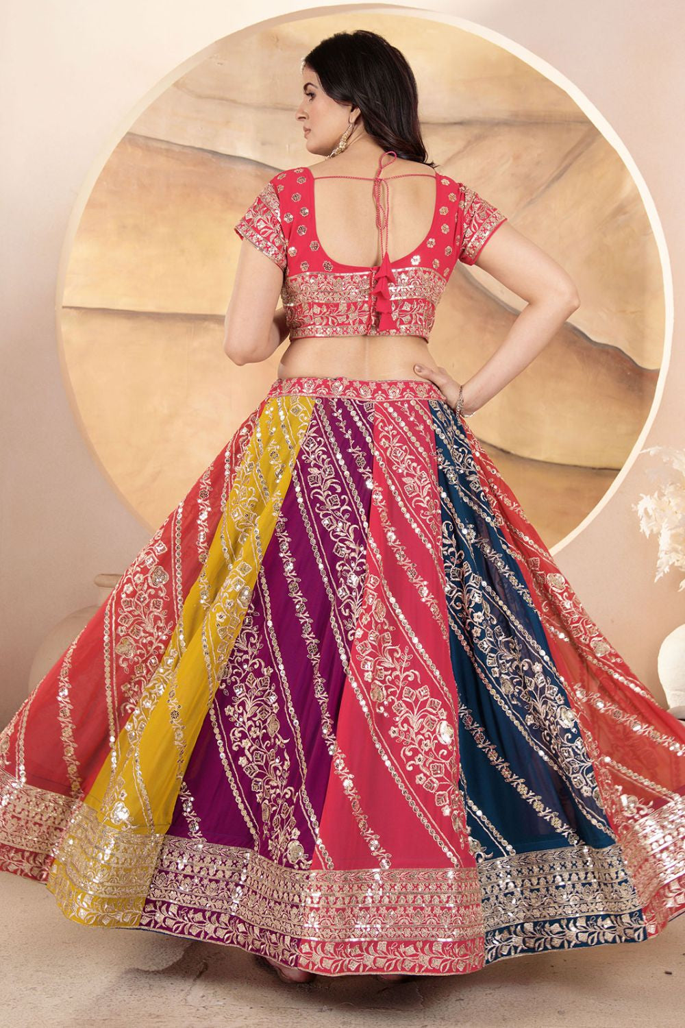 Pink Georgette Lehenga Choli With Zari And Resham Work SFRELS3806