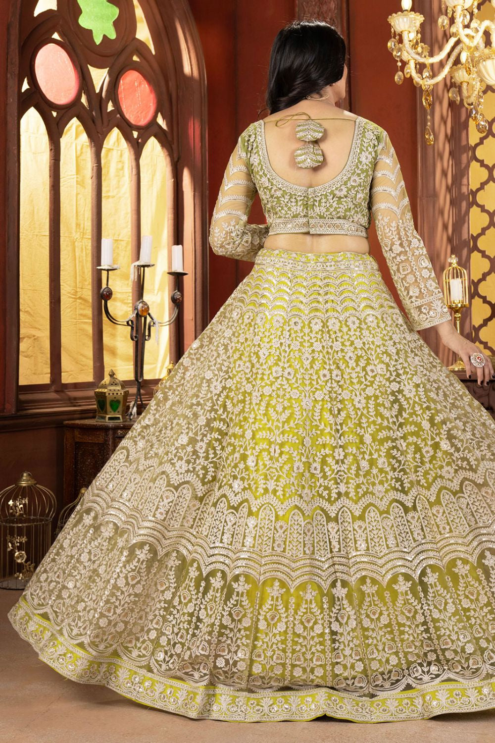 Yellow Haldi Wedding Net Lehenga Choli SFRELS3813