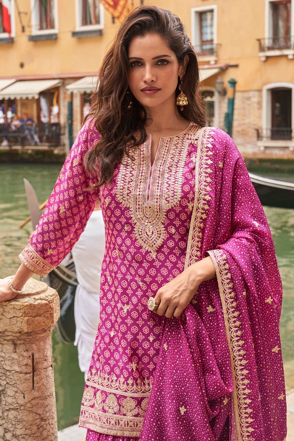 Magenta Silk Salwar Kameez - SFSMT49601R