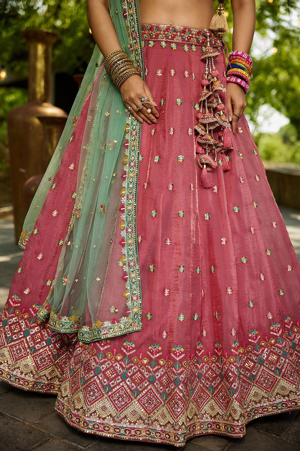 Pink Wedding Ceremonial Net Tissue Lehenga Choli SFFK30303
