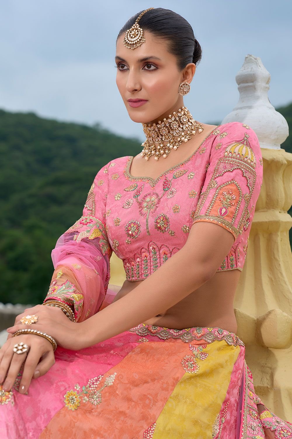 Pink Silk Bridal Lehenga Choli With Intricate Embroidery Work SFSJDN25201