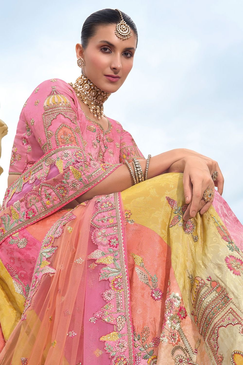 Pink Silk Bridal Lehenga Choli With Intricate Embroidery Work SFSJDN25201