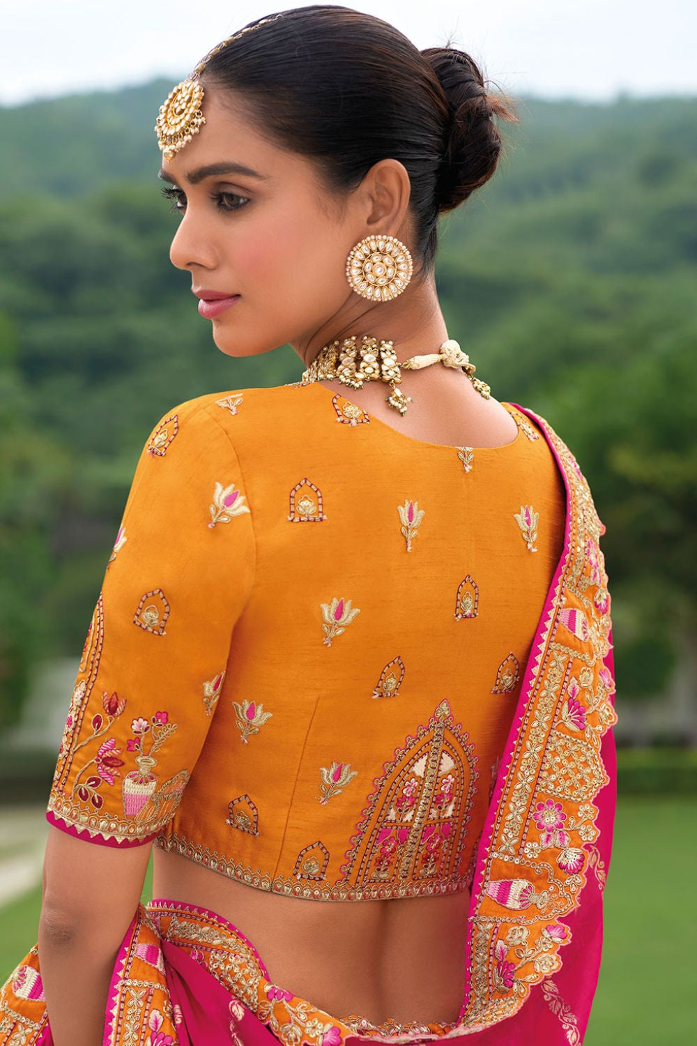 Yellow Bridal Sangeet Silk Lehenga Choli Set SFSJDN25207