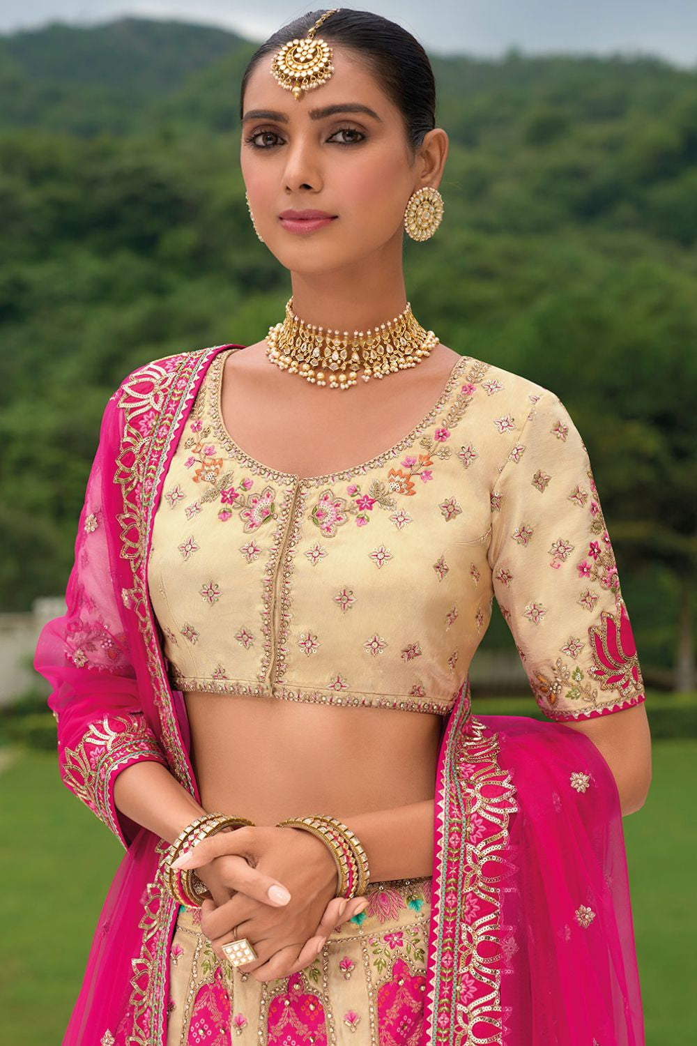 Rani Bridal Sangeet Silk Lehenga Choli Set SFSJDN25209
