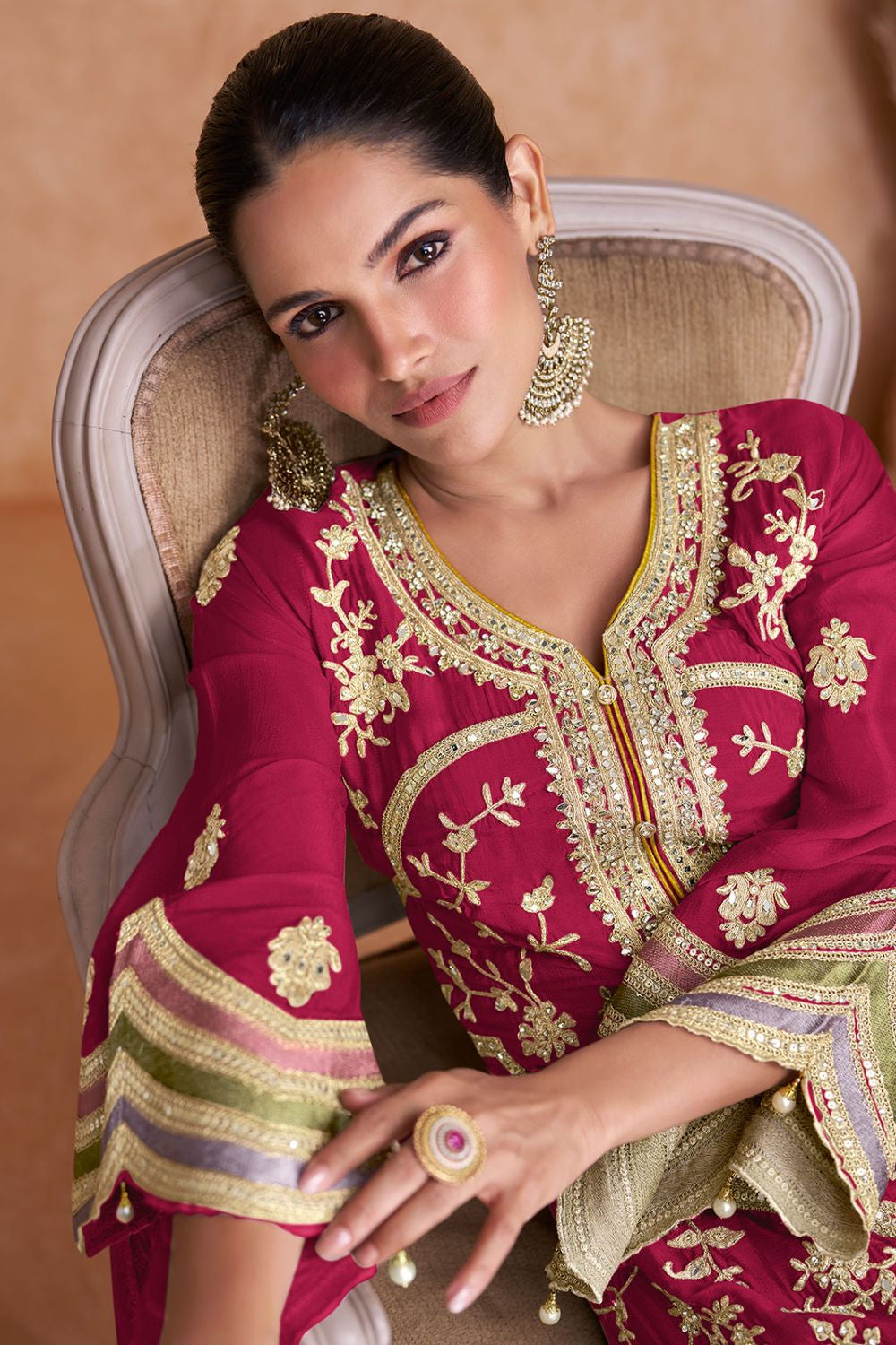 Pink Magnetic Wedding Salwar Kameez In Chinnon SFYS130701R