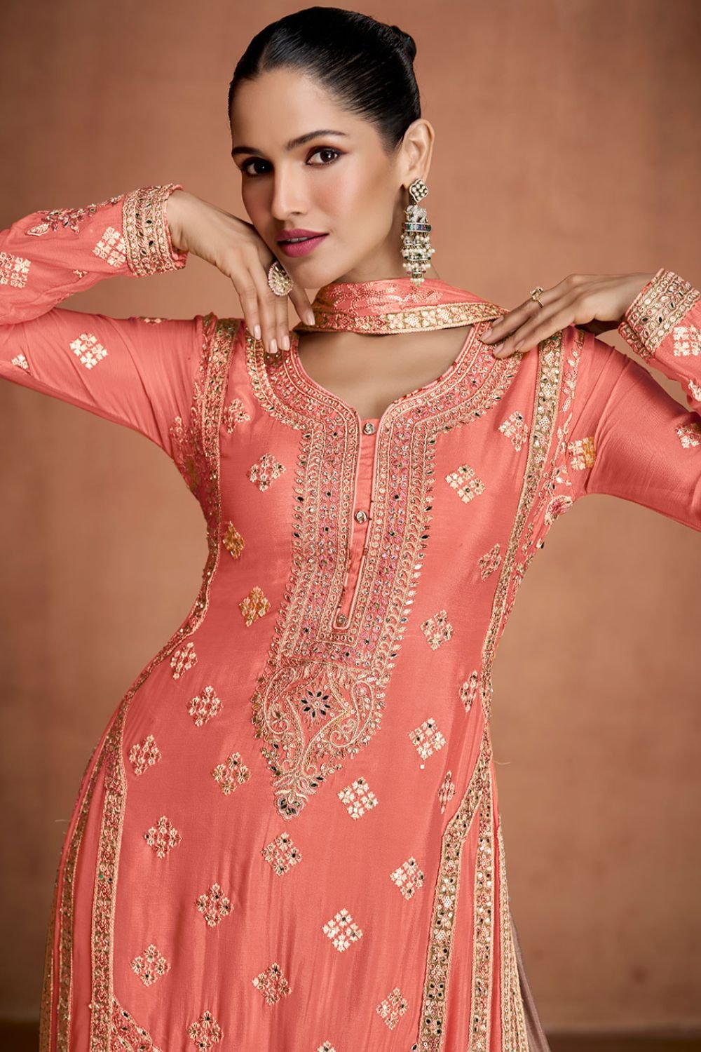 Peach Other Salwar Kameez - SFSMT49303R