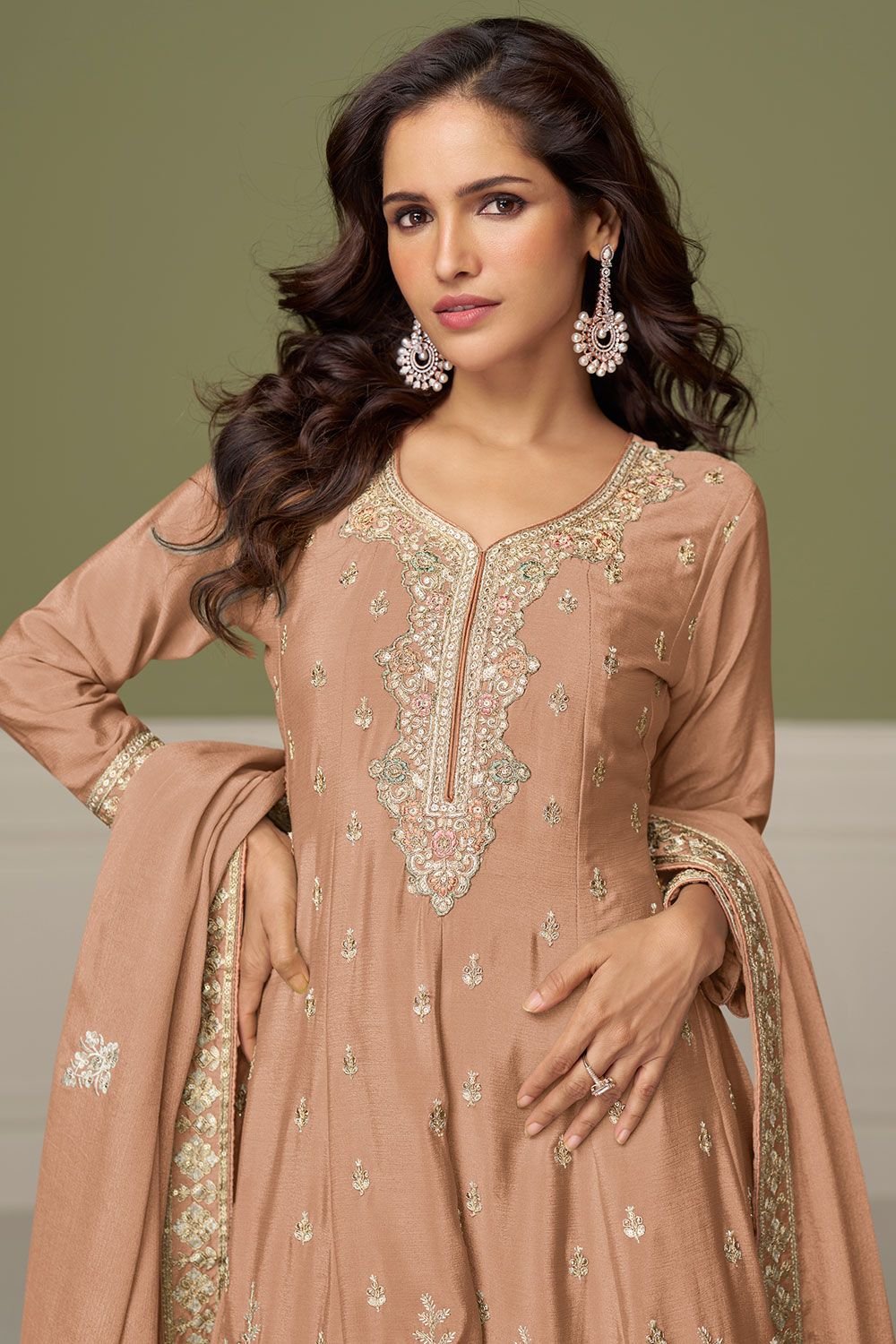 Peach Other Salwar Kameez - SFSMT48702R