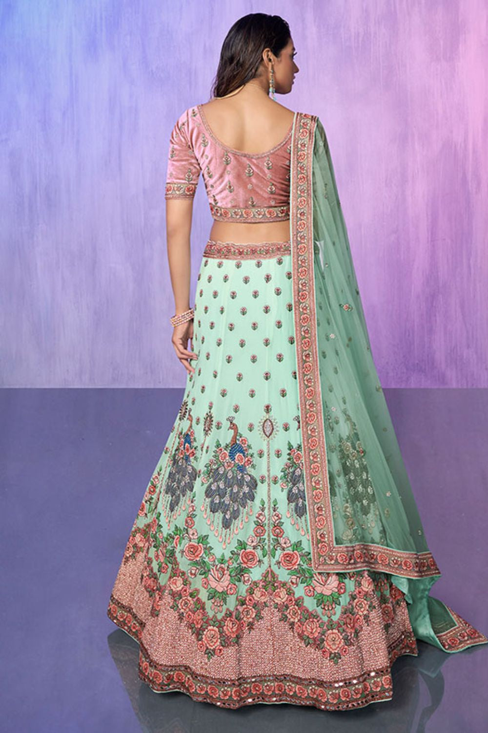Blue Georgette Wedding Lehenga Choli SFARY19505
