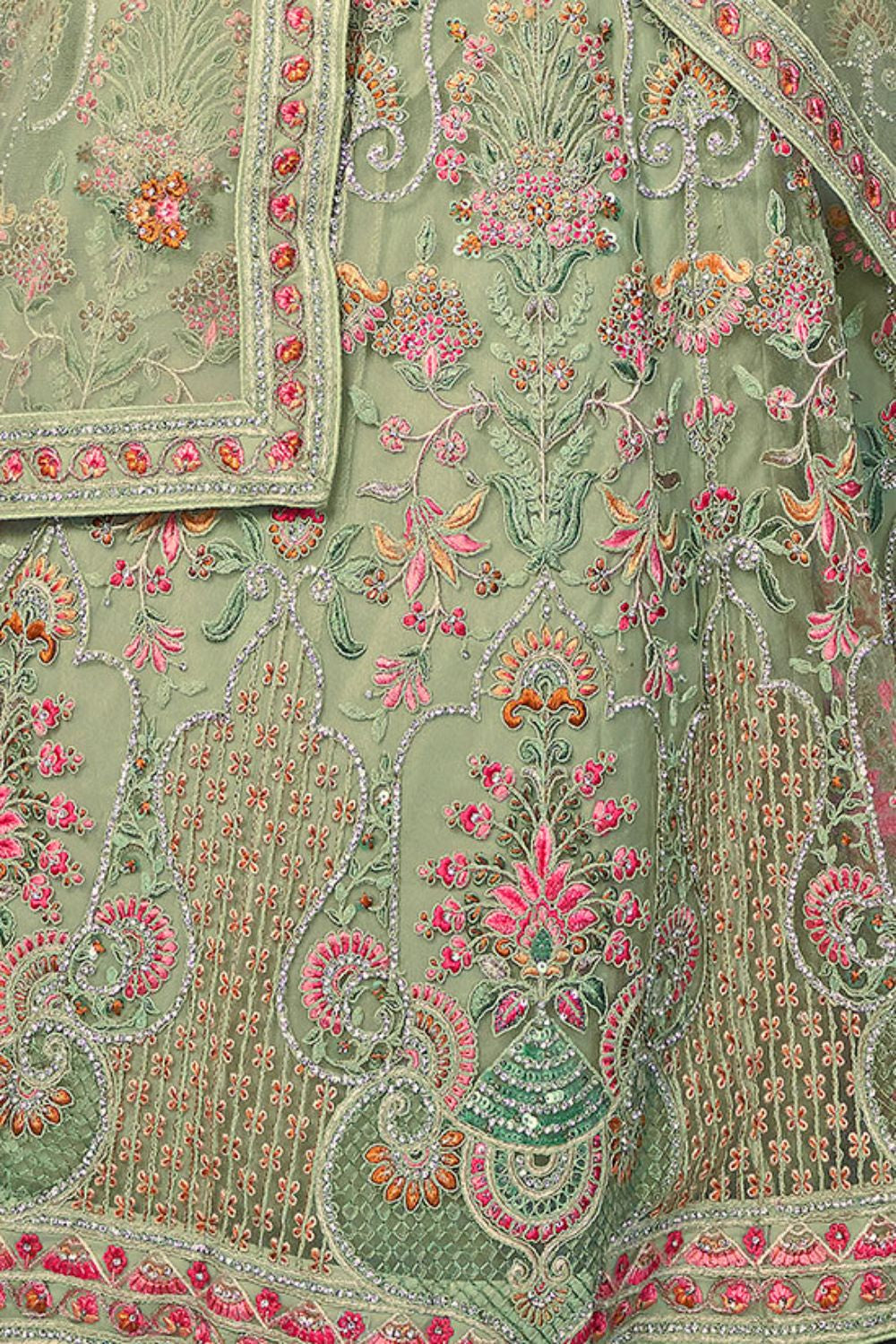 Green Net Evening Reception Lehenga Choli SFARY19506