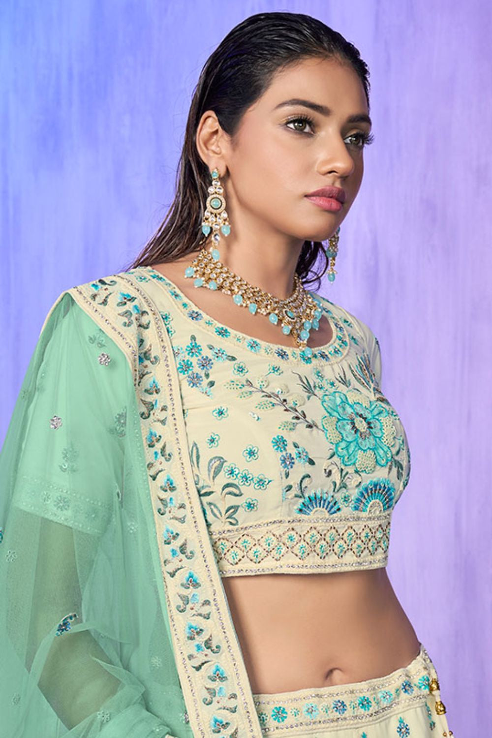 White Georgette Wedding Lehenga Choli SFARY19508