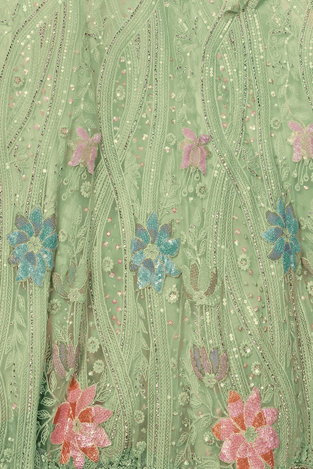 Green Net Evening Reception Lehenga Choli SFARY19513
