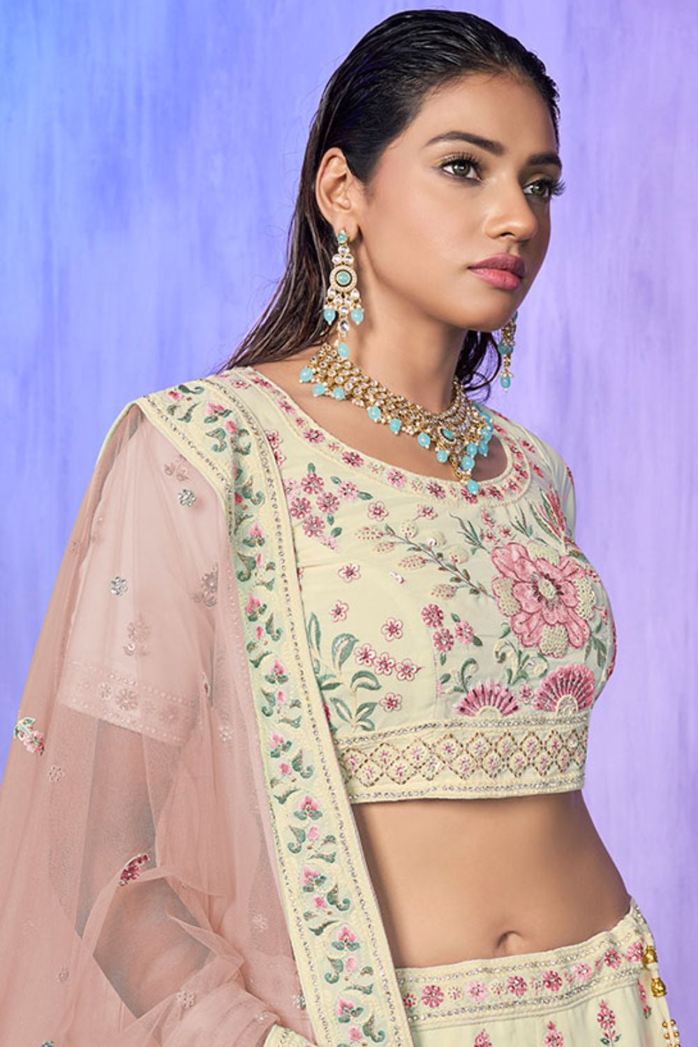 White Georgette Wedding Lehenga Choli SFARY19519