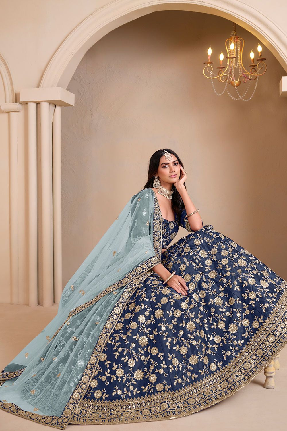 Blue Art Silk Wedding Lehenga Set SFDFS33003