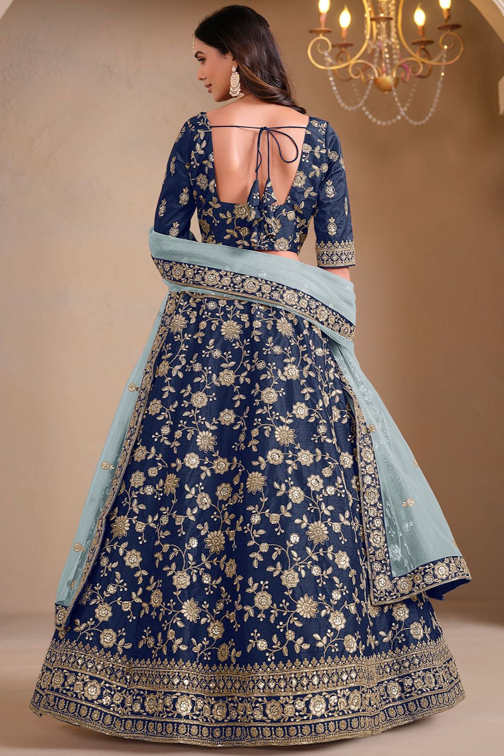 Blue Art Silk Wedding Lehenga Set SFDFS33003