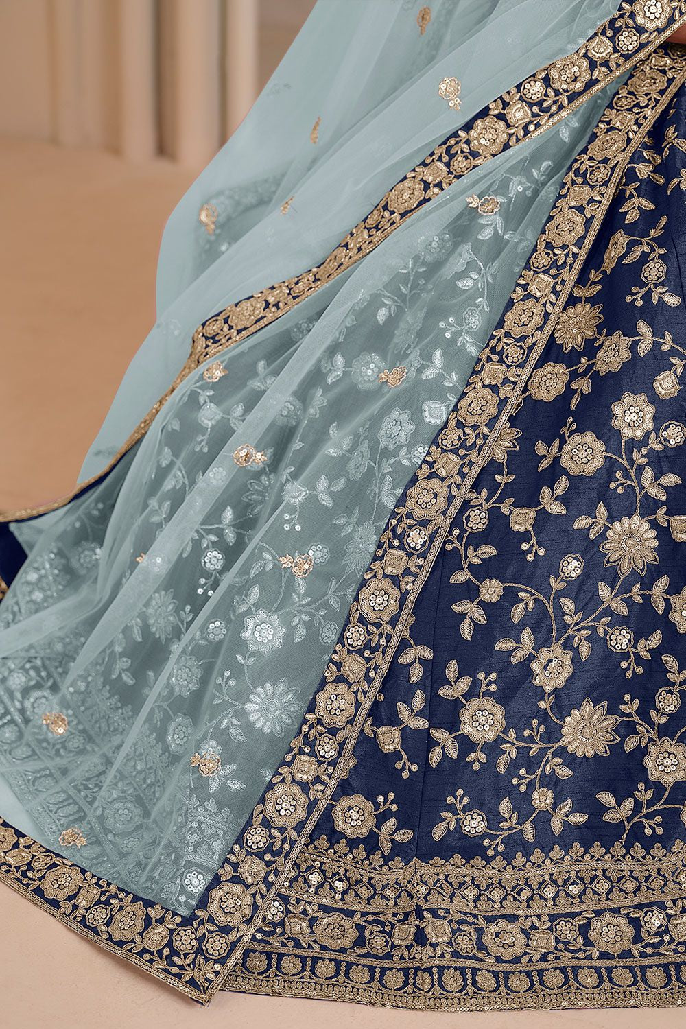 Blue Art Silk Wedding Lehenga Set SFDFS33003