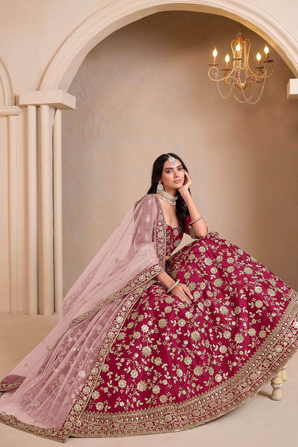 Maroon Art Silk Wedding Lehenga Set SFDFS33004
