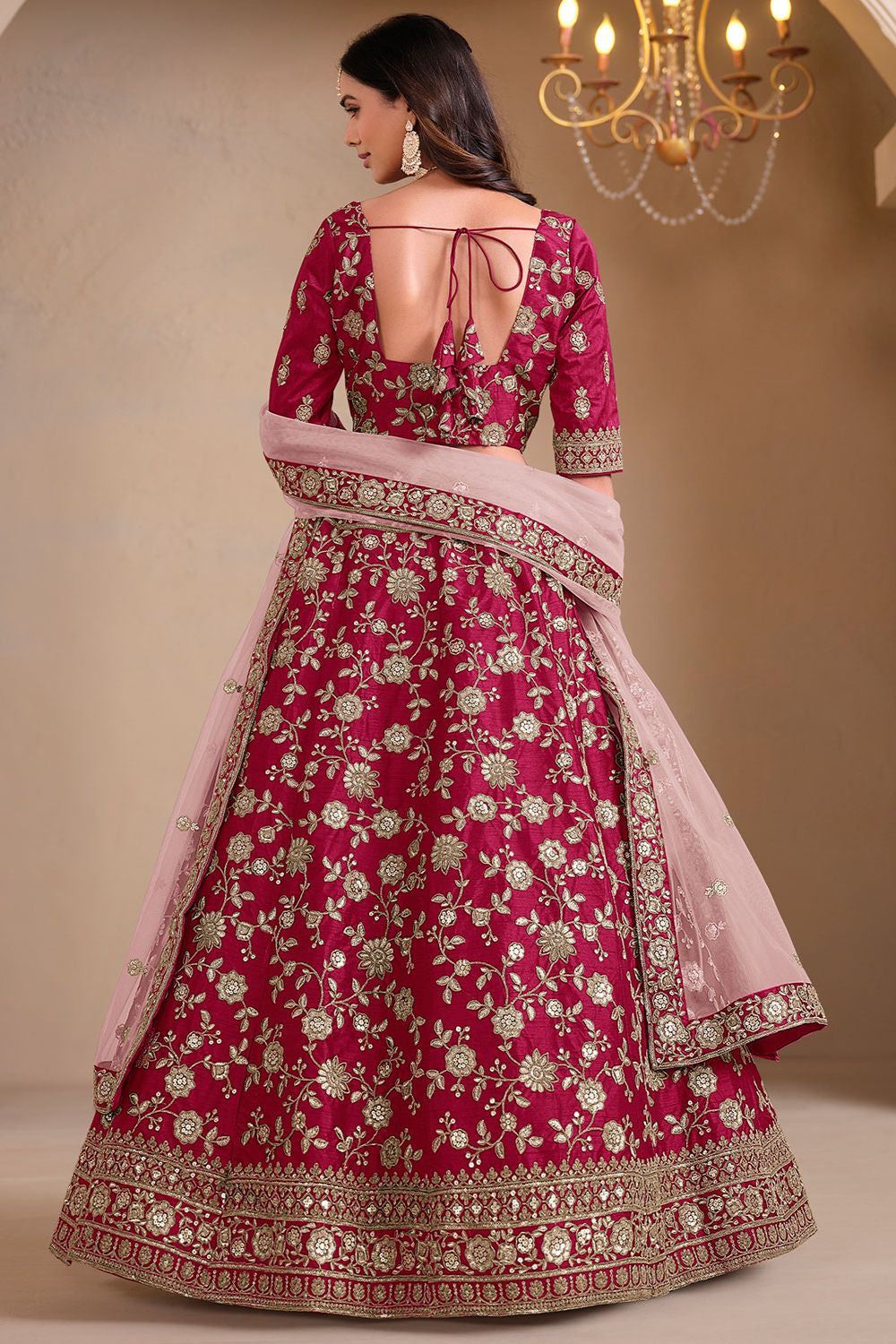 Maroon Art Silk Wedding Lehenga Set SFDFS33004
