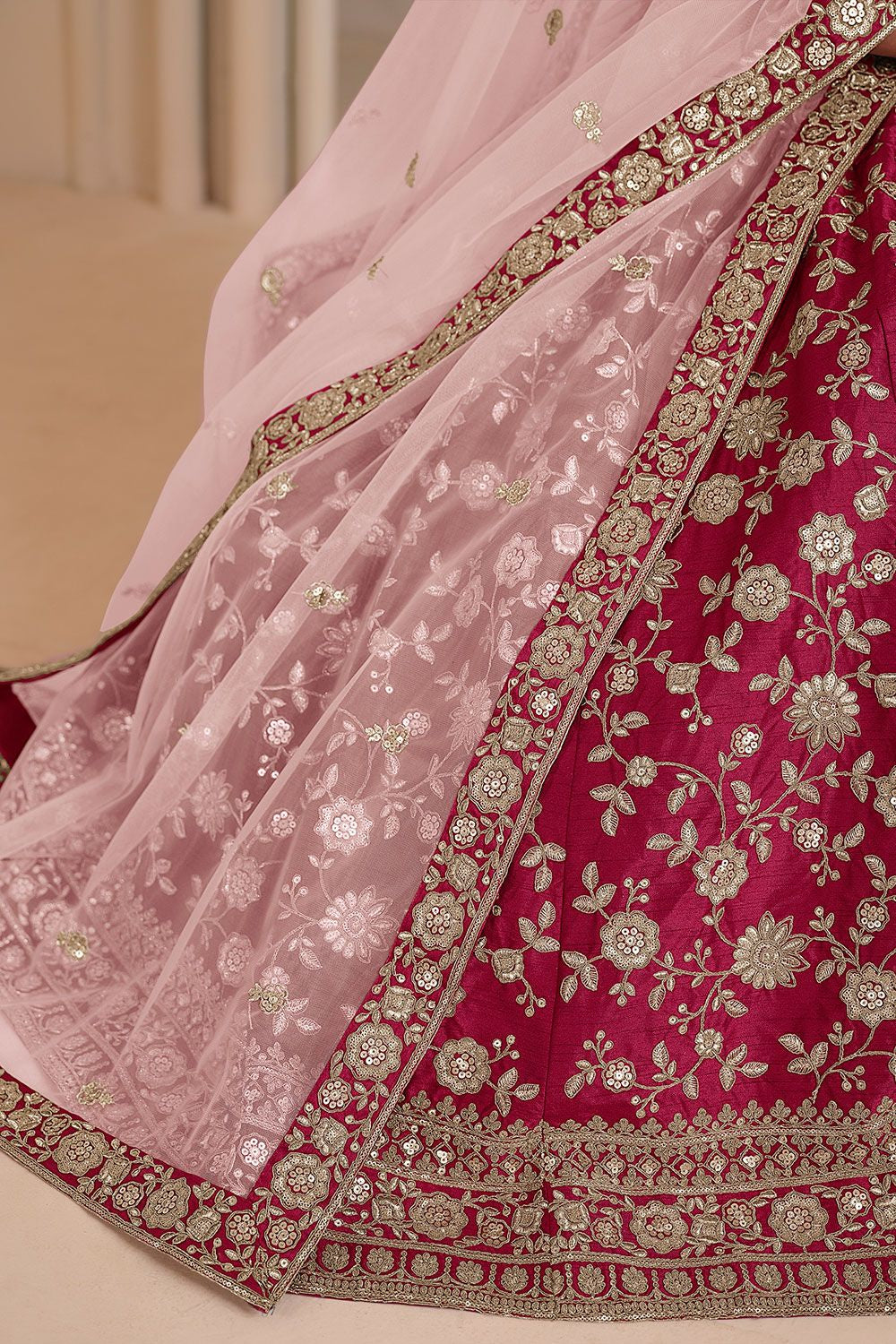 Maroon Art Silk Wedding Lehenga Set SFDFS33004