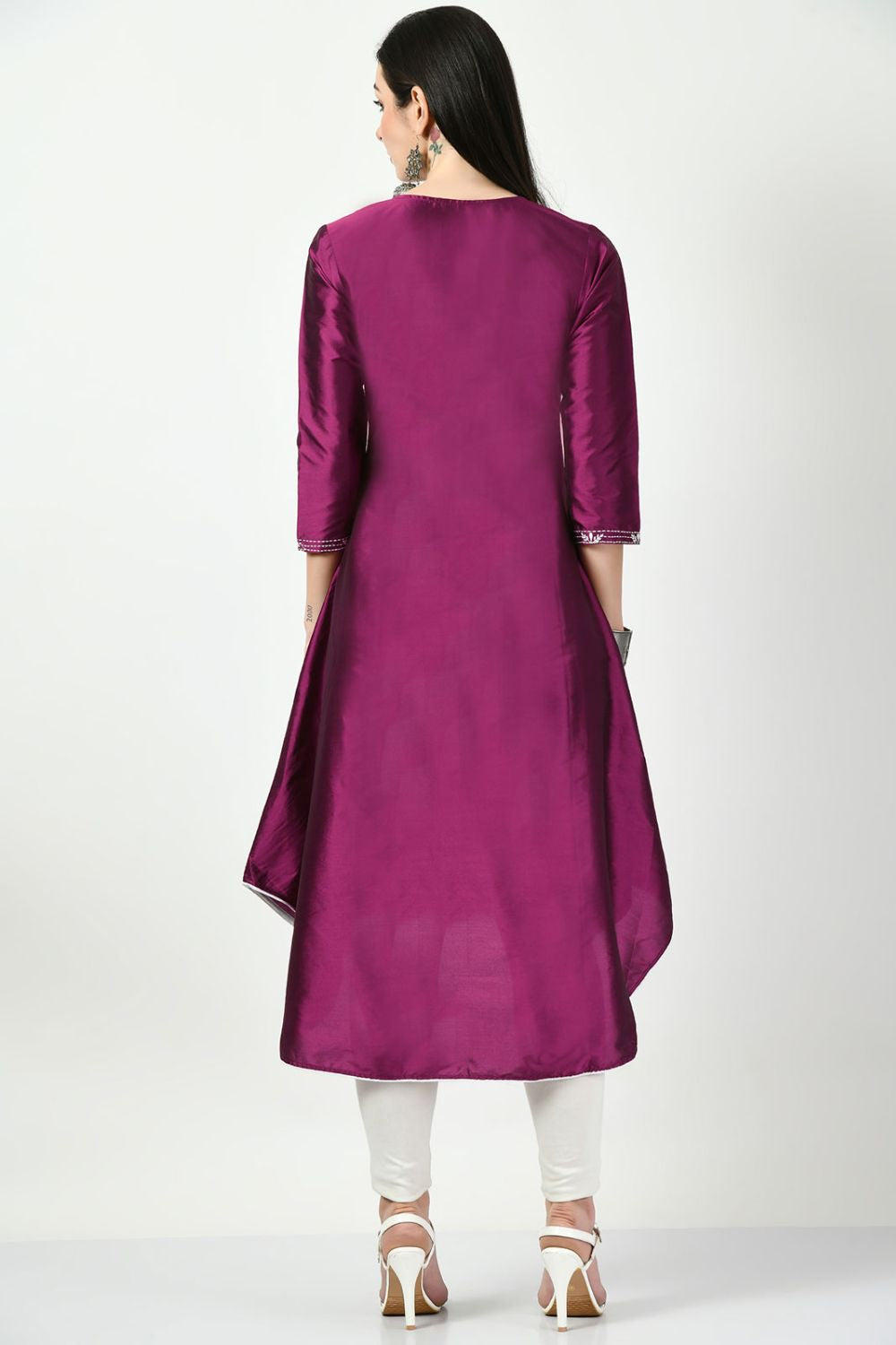 Purple Art Silk Plus Size Salwar Kameez SFMAN58917R