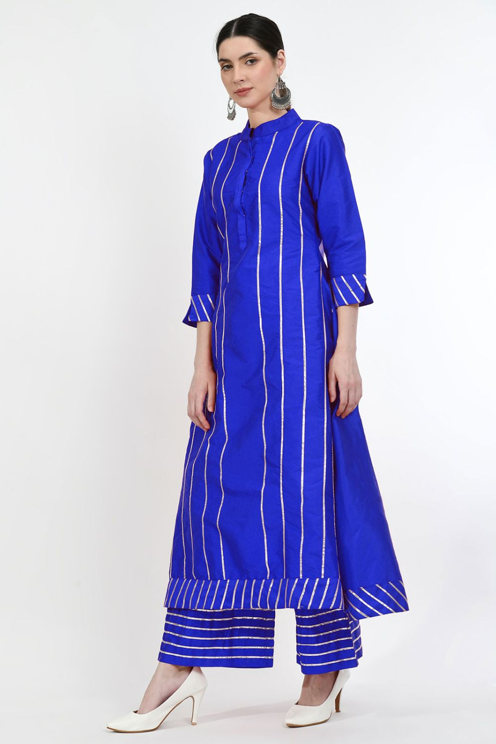 Blue Art Silk Readymade Palazzo Kameez Suit SFMAN58921R