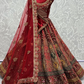 Red Heavy Handwork  Bridal Lehenga Choli In Velvet SFZ141808