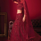 Red Bridal Wedding Sangeet Embroidered Net Lehenga Choli SFSR274372