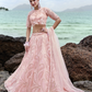 Pink Wedding Reception Lehenga Choli Set In Net SFSR268804