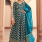 Turquoise Silk Indian Pakistani Bridal Anarkali Gown Salwar Suit SFSR264133